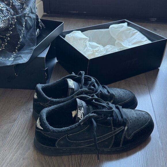 Travis Scott Jordan 1 Retro Low - Black Phantom - Picture 1 of 6